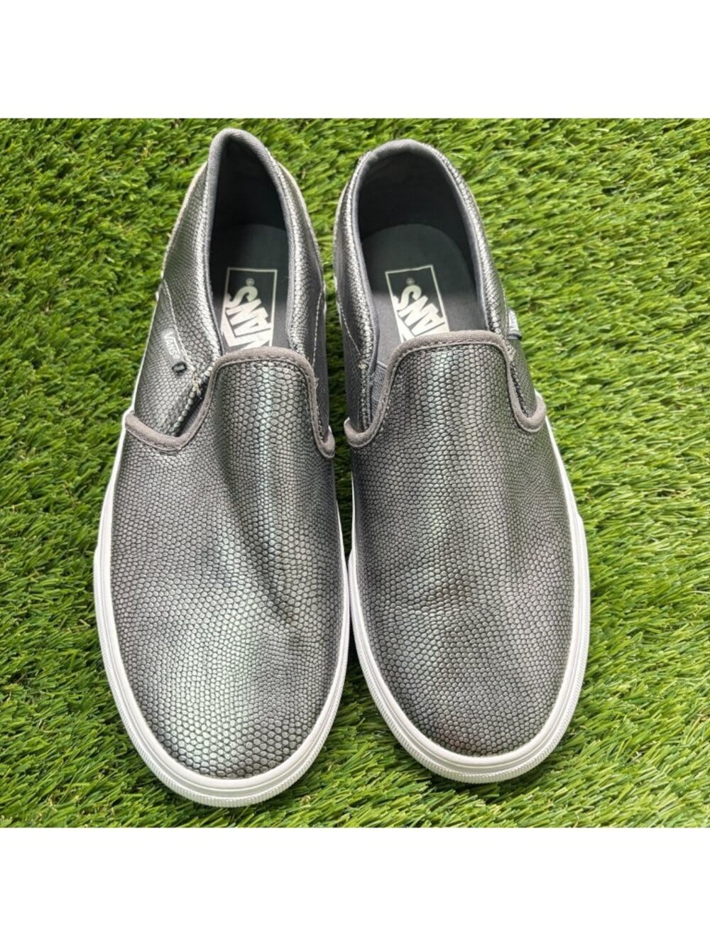 Vans Classic Slip-On Womens Size 8.5 Silver Athletic Walking Shoes Sneakers - Picture 5 of 10